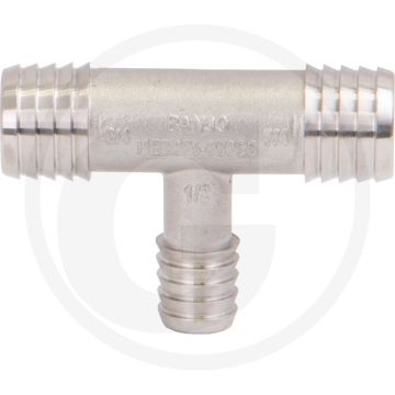Banjo banjo t-stuk, recht 90°, rvs, slangaansluiting: 3/4" x 3/4" x 1/2"