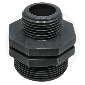 Dubbele nippel gereduceerd - buitendraad: 1 1/2" → 1"