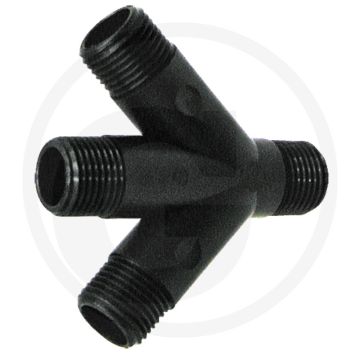 Arag 4-weg aansluiting 45° - buitendraad 1/2", l 80mm, a 89mm, pp
