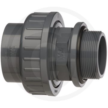 Schroefkoppeling pvc-u 16mm buitendraad 3/8" 10 bar