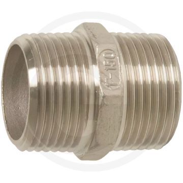 Dubbele nippel roestvrijstaal 1/8" buitendraad