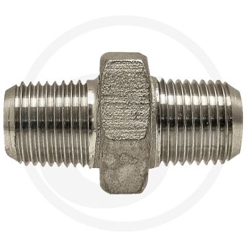 Dubbele nippel 1 1/4" buitendraad rvs