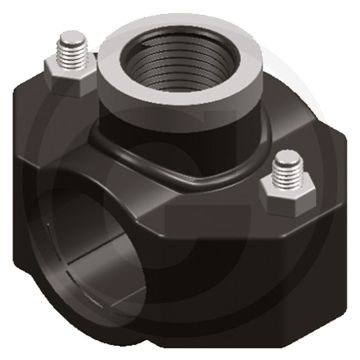 Aanboorzadel 63mm Ø, 1/2", 16 bar, pp-b behuizing, rvs verstevigingsring