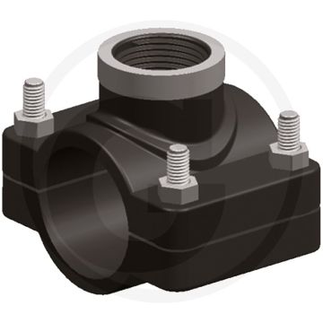 Aanboorzadel 110mm Ø, 3/4", 16 bar, pp-b behuizing, rvs verstevigingsring