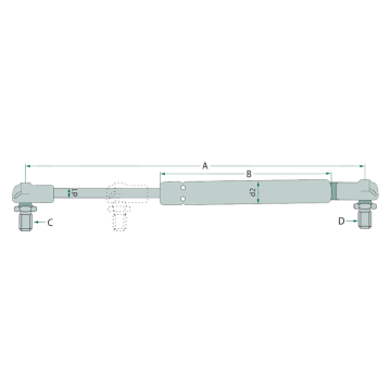 Stabilus Gasdrukveer 500mm - 350N (10mm/10mm)