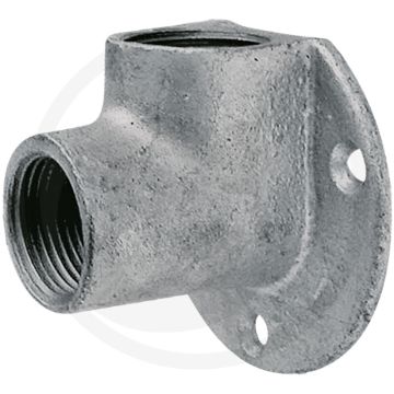 Muurplaat 1/2" smeedbaar gietijzer 2x binnendraad
