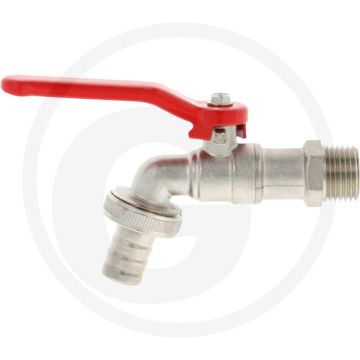 Kogelkraan 1/2", messing, 120mm, 15 bar