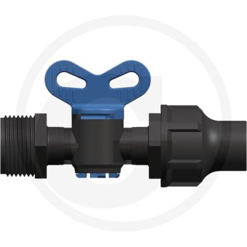Aftapkraan 1/2" buitendraad, Ø 20mm, max. 4 bar