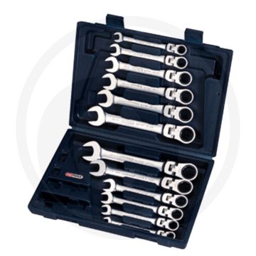 Ks tools gearplus® scharnier ratelring-steeksleutelset, 12-delig, 8-19 mm, 72 tanden, vergrendelbaar