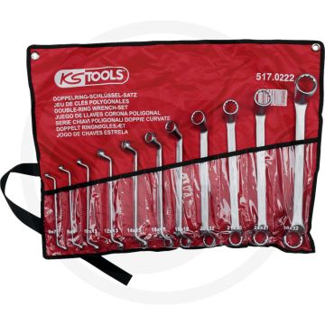 Jeu de clés à double anneau Ks tools, 11 pièces : 6 x 7 - 30 x 32 mm, 12 côtés, chrome vanadium