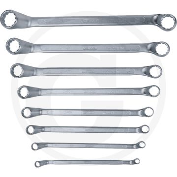 Ks tools classic ringsleutelset, gebogen, 8-delig - sleutelmaten: 6x7 t/m 20x22 mm