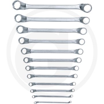 Ks tools ringsleutelset, 12-delig gebogen, 6x7 - 30x32 mm - 12-kant, dunwandig, chroom vanadium