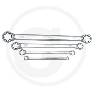 Ks tools chromeplus® tx-e-ringsleutelset, 4-delig, e6-e8 tot e20-e24, ringsleutel 4-delig.