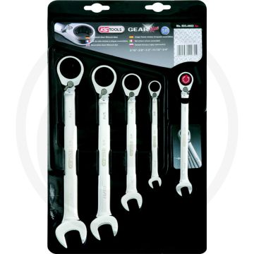 Ks tools gearplus® Ratschenringschlüssel-Satz, 5-teilig, Zollgrößen, Typ: Ringratschenschlüssel, Schlüsselweiten: 5/16" - 3/4"