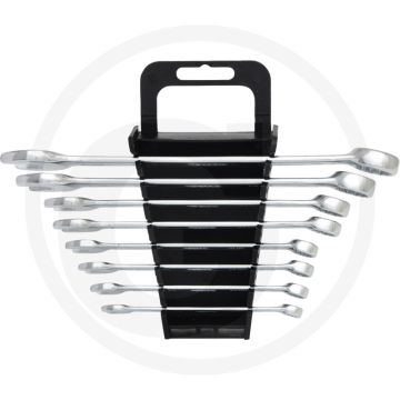 Ks tools classic ring-steeksleutelset, gebogen 8-delig - flank tractieprofiel, 15° gebogen - chroom vanadium