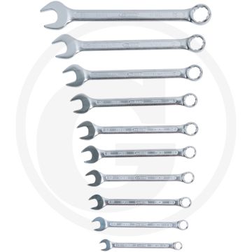 Ks tools ring-steeksleutelset, gebogen 10-delig 8 - 22 mm - flank tractieprofiel