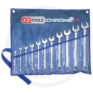 Ks tools chromeplus® set de clés à anneaux, courbées 7 pièces, dans un sac à roulettes - taille de clé : 3/8" à 3/4".