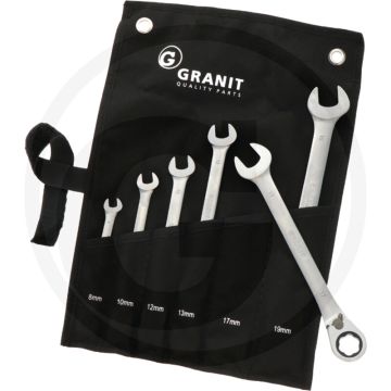 Black edition heavygrip ratelsleutelset 6-delig - 72 tanden, 5° draaihoek, chroom-vanadium-staal