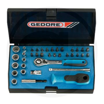 Gedore gedore dopsleutelset 1/4" 37-delig, in kunststof koffer - 12-kant ud-profiel doppen