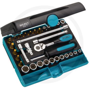 Hazet dopsleutelset 1/4" met 11 doppen, 5 buiten-torx®, en 11 dopsleutelbits