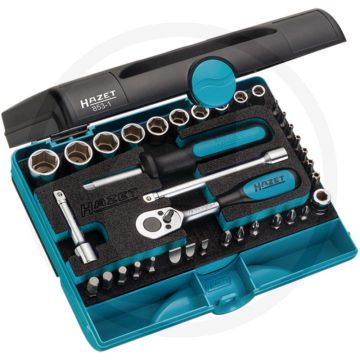 Hazet dopsleutelset, binnenvierkant (robertson) 10 = 3⁄8″, 33-delig, buiten zeskant tractieprofiel