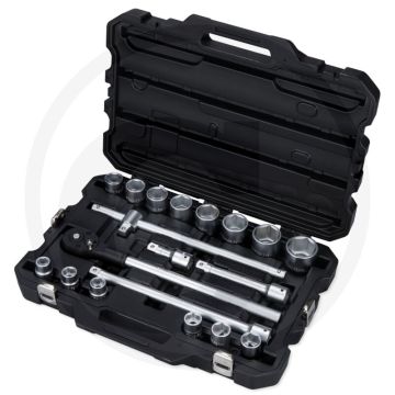 Black edition 3/4" dopsleutelset 19-delig, metrisch - ratel: 24 tanden, snelwisselfunctie