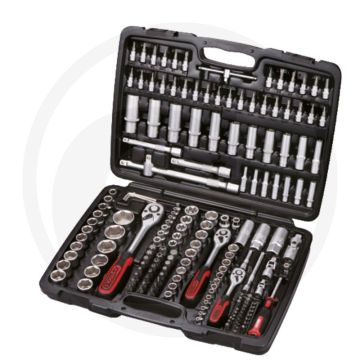 Ks tools dopsleutelset 179-delig, in kunststofkoffer - chroom vanadium, flanktraction-profil, mat gesatineerd