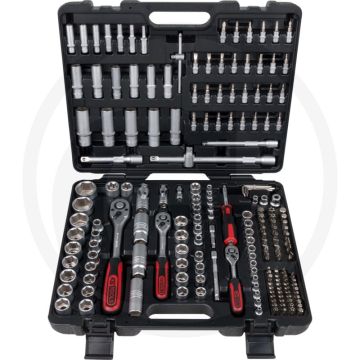 Ks tools Steckschlüsselsatz 195-teilig 6-flankig Zugkraft-Profil matt satiniert Chrom-Vanadium im Kunststoffkoffer