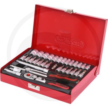 Ks tools 1/4" superlock dopsleutelset, 33-delig in metalen koffer - chrom vanadium.