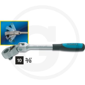 Clé à cliquet réversible Hazet avec articulation 10 (3/8") - 30 dents, chrome vanadium