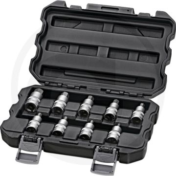 Black Edition 1/2" Bit-Steckschlüsselsatz, 9-teilig - kurze Ausführung, Chrom-Vanadium-Stahl