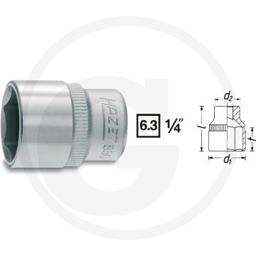 Hazet zeskant dopsleutel 1/4" - sleutelmaat 6 - rvs - lengte 25mm