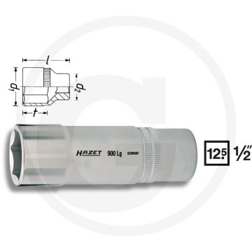 Hazet zeskant dopsleutel 22mm 12-kant chroom-vanadium din 3124/iso 2725-1