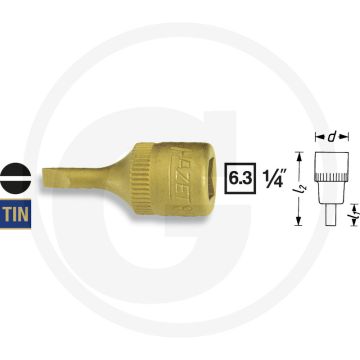 Hazet dopsleutelbit 1/4" zaagsnede 4mm chroom-vanadium tin gecoat