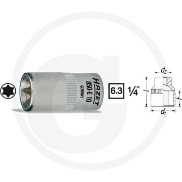 Hazet dopsleutelbit torx® e8 25mm chroom-vanadium