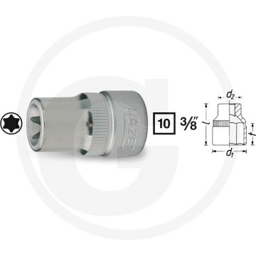 Hazet dopsleutelbit torx® e14 3/8" tx-e 28mm cv verchroomd