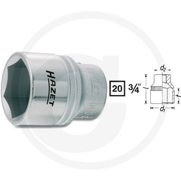 Hazet zeskant dopsleutel 36 mm - chroom-vanadium - din 3124/iso 2725-1