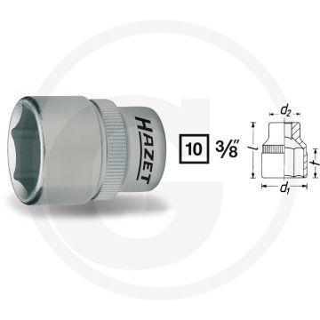 Hazet zeskant dopsleutel 3/8", 17 mm, chroom-vanadium