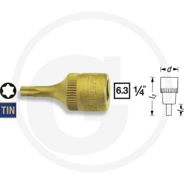 Hazet dopsleutelbit torx® t8 28mm chroom-vanadium tin gecoat