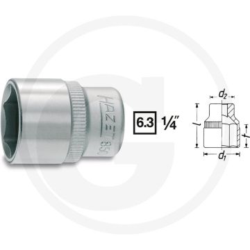 Hazet zeskant dopsleutel 6mm rvs 25mm 1/4” 9mm 11mm