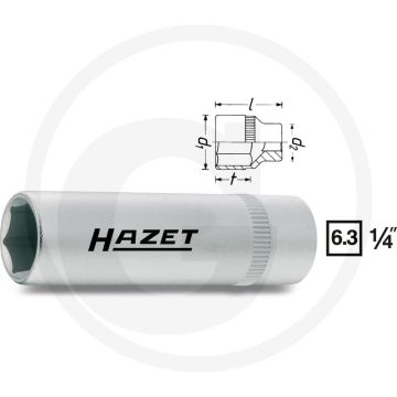 Clé à douille hexagonale Hazet 12 mm, chrome-vanadium, DIN 3124, 1/4"