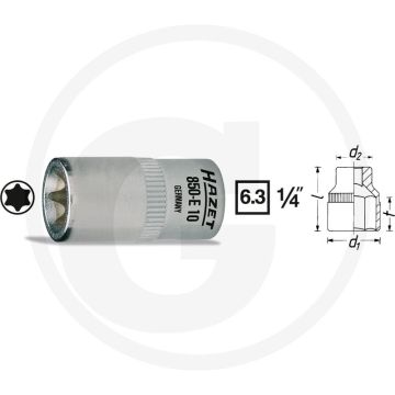 Hazet dopsleutelbit torx® e6 25mm chroom-vanadium 1/4"