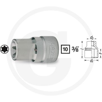 Embout de clé à douille Hazet Torx® E6 28 mm, chrome-vanadium, 3/8"