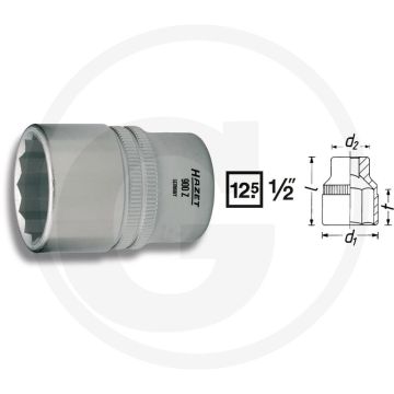 Hazet 12-kant dopsleutel 3/4" 38mm chroom-vanadium verchroomd 1/2"