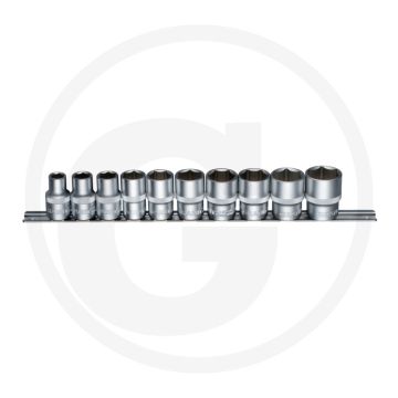 Black edition 10-delige 1/2" dopsleutelset, korte uitvoering, mat gesatineerd