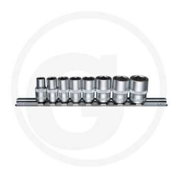 Black edition black edition 1/4” doppenset, 8-delig - korte uitvoering, mat gesatineerd, inclusief wandmontageclip