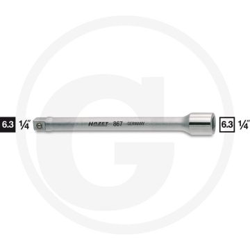 Rallonge Hazet 6,3 (1/4") - longueur 101,5 mm, chrome-vanadium, avec sécurité à bille