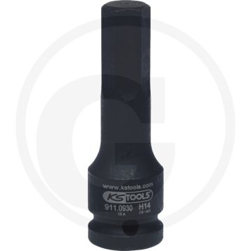 Ks tools 1/2” krachtdopsleutelbit voor binnenzeskant - lange uitvoering - 75mm