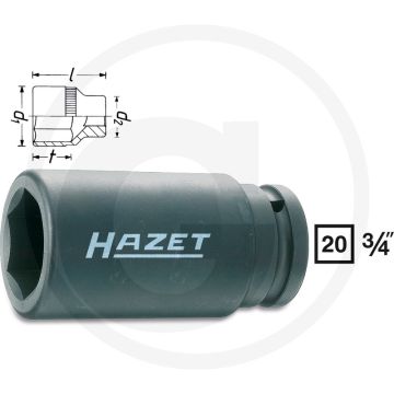 Hazet krachtdopsleutel zeskant 32 mm - lange ausführung - made in germany