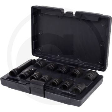 Jeu de clés à douille Ks tools 1/2", hexagonales, 12 pièces, dans un coffret en plastique - 10 à 24 mm